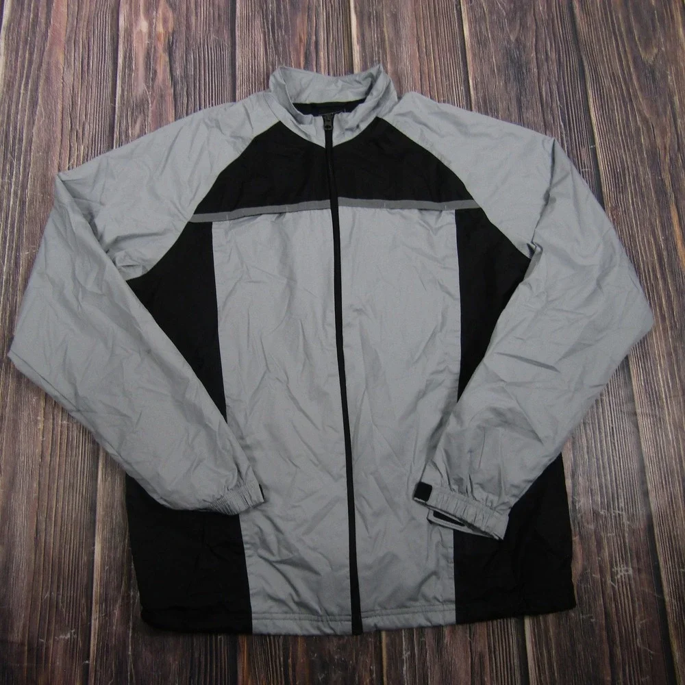 Adidas Climaproof Jacket Mens M Gray Full Zip Golf Windbreaker Lightweight Rain